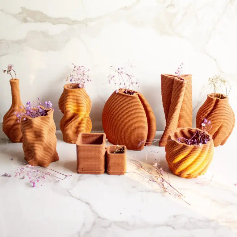 Terracotta Cubicles Vase