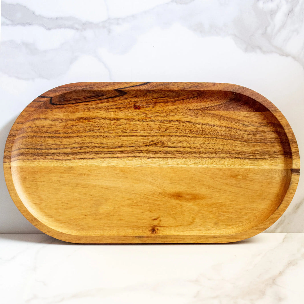 Acacia Wood Elliptical Tray