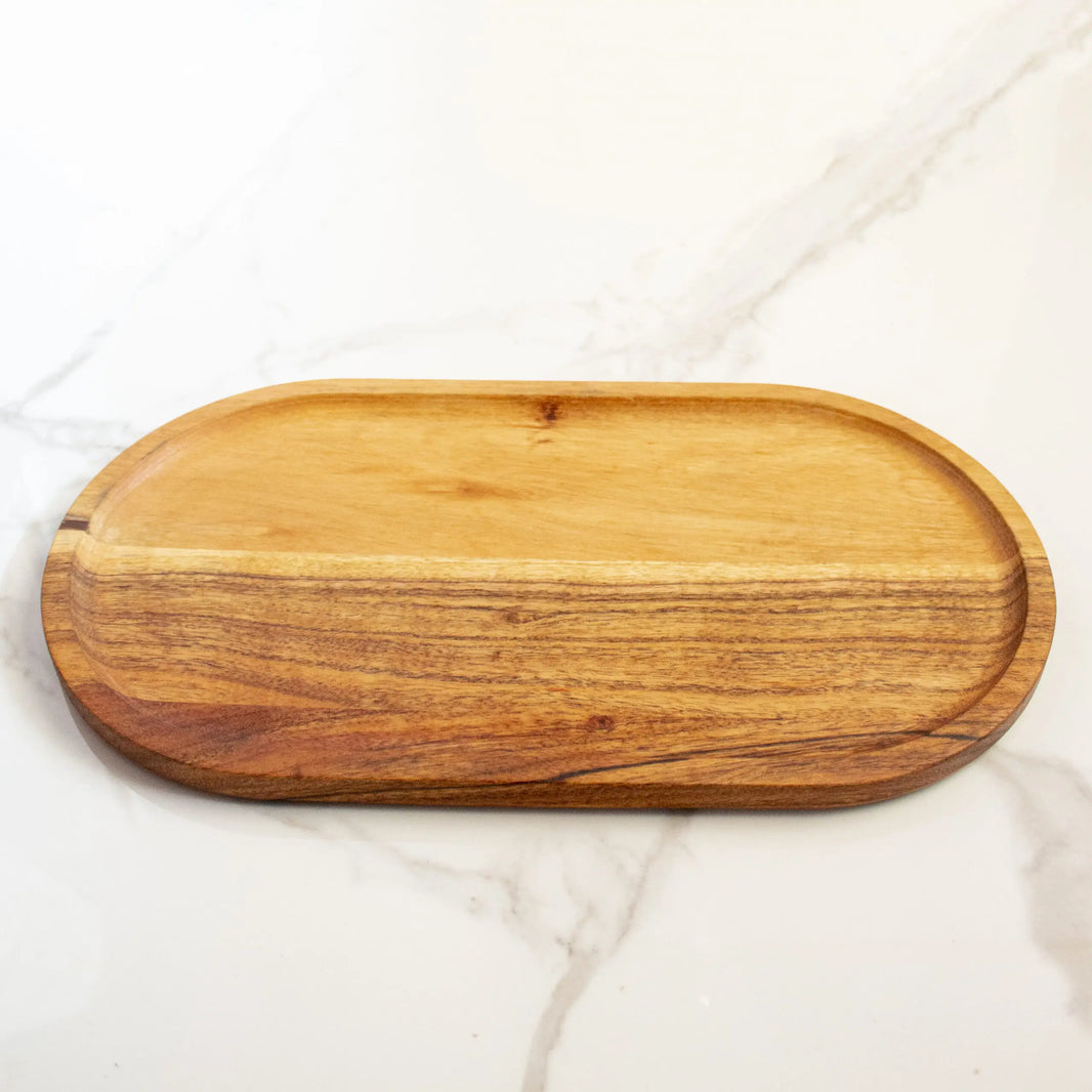 Acacia Wood Elliptical Tray