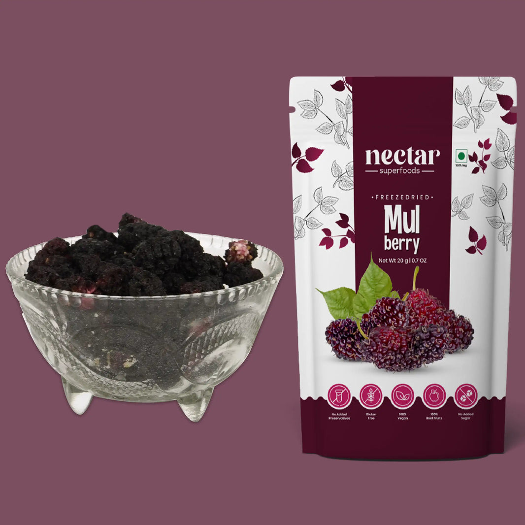 NECTAR SUPERFOODS- FREEZE DRIED -MULBERRY- PACK OF 2 UNITS 20 GM EACH