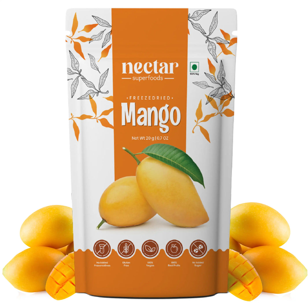 NECTAR SUPERFOODS- FREEZE DRIED -MANGO-SLICES- PACK OF 2 UNITS 20 GM EACH