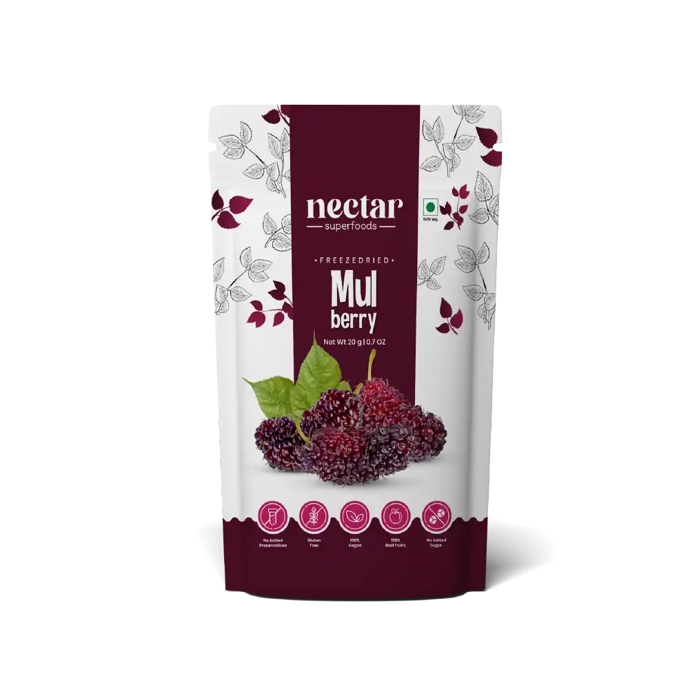 NECTAR SUPERFOODS- FREEZE DRIED -MULBERRY- PACK OF 2 UNITS 20 GM EACH