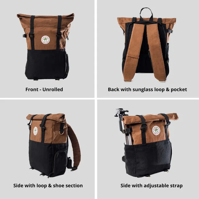 Best  Backpack | Pangolin Backpack- Camel Brown & Charcoal Black | Clan Earth | earthbased.in | 03
