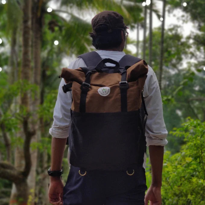 Best  Backpack | Pangolin Backpack- Camel Brown & Charcoal Black | Clan Earth | earthbased.in | 04