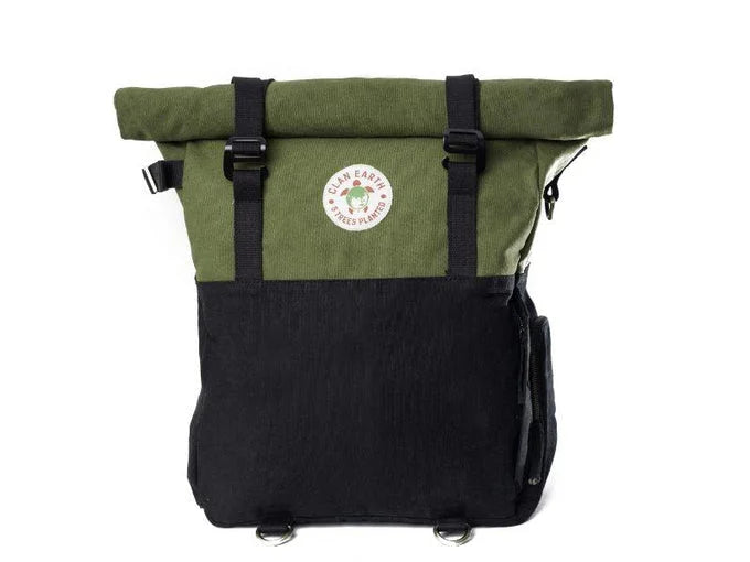 Best Backpack | Pangolin Backpack- Olive Green & Charcoal Black | Clan Earth  | earthbased.in | 01