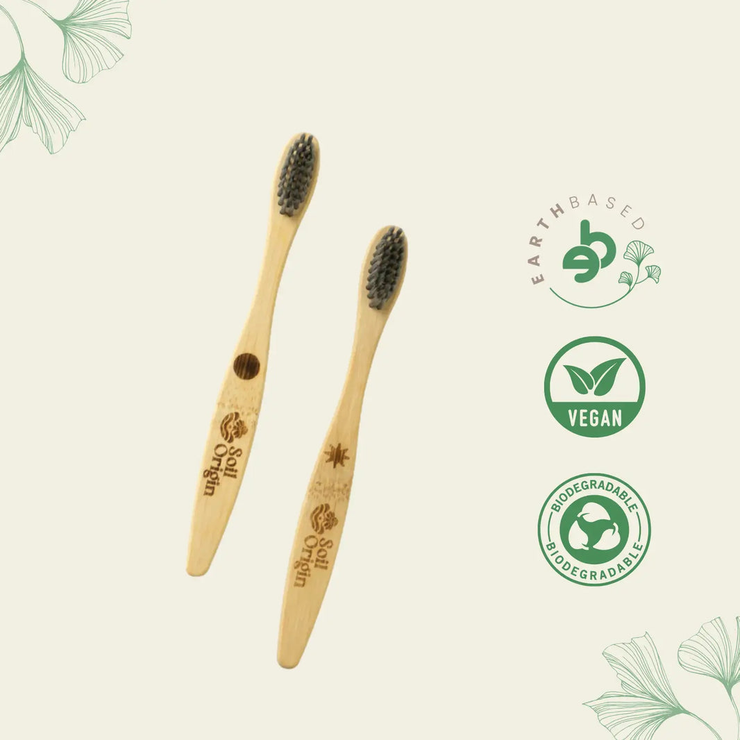 Kids Bamboo Brush (Charcol Bristles) - Set of 2