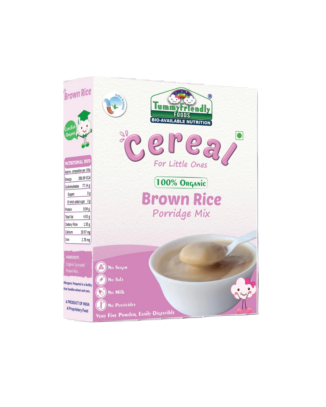 TummyFriendly Foods Certified 100% Organic Sprouted Brown Rice Porridge Mix 200g (200 g, Months) 8567360028884