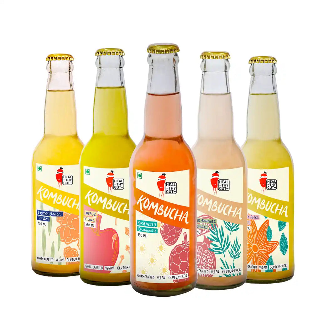 Healthy Gut Kombucha Assorted Flavors 330ml ( Pack of 5 )