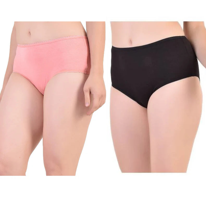 Bamboo Fabric Mid Rise Underwear | Pack of 2 | PEACH + BLACK