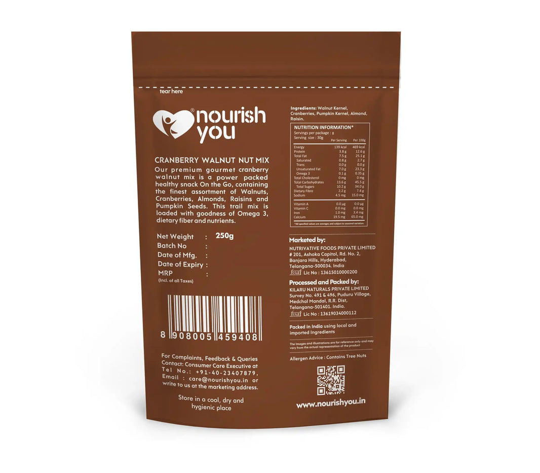 Nourish You CRANBERRY WALNUT NUTMIX 250G