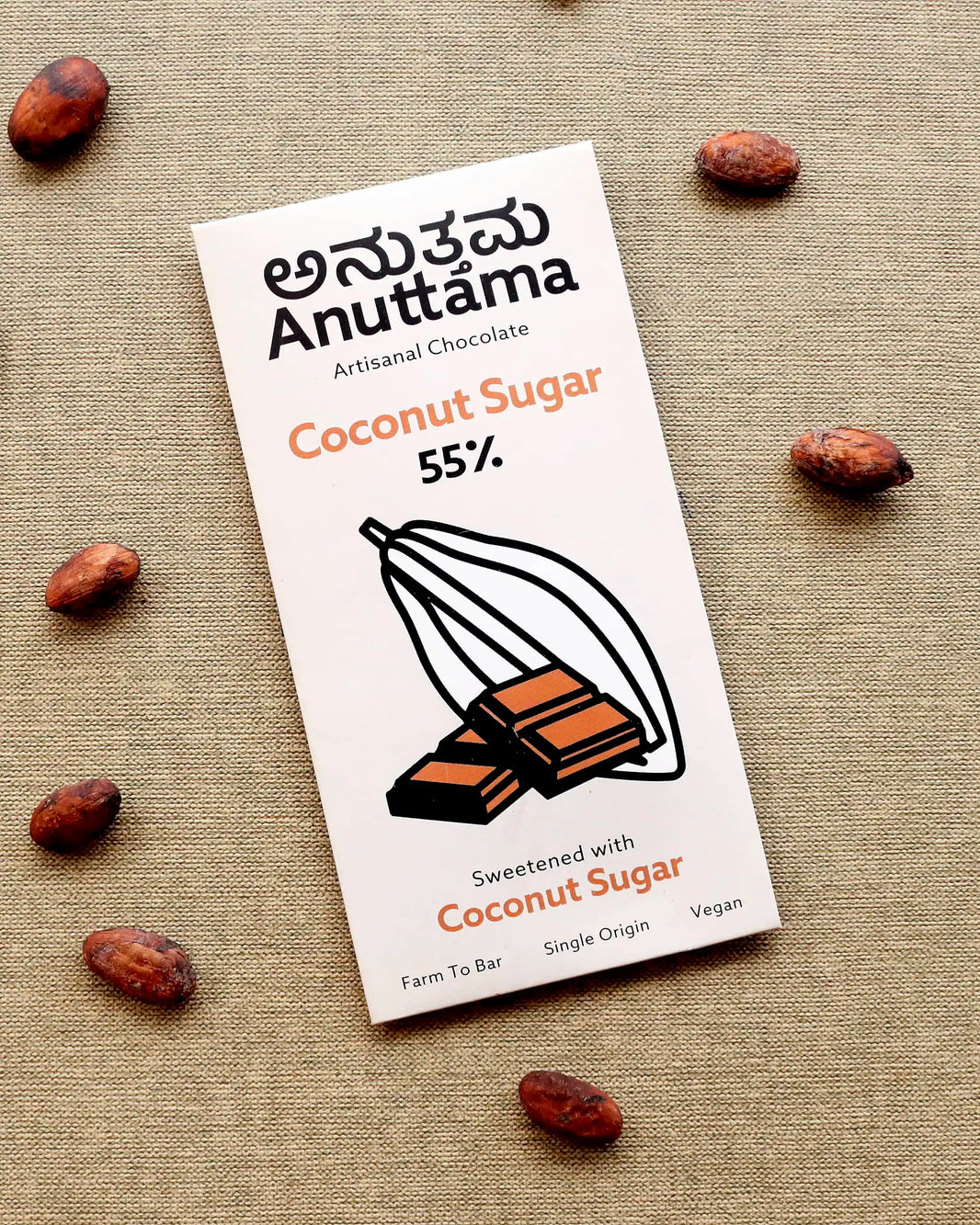 55% Cocoa | Sweetned with Coconut sugar | Packof 2 by Anuttama