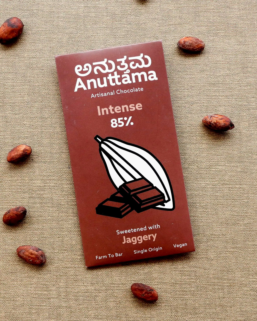 85% Cocoa| Intense Dark | Sweetened with Jaggery | Packof 2 by Anuttama