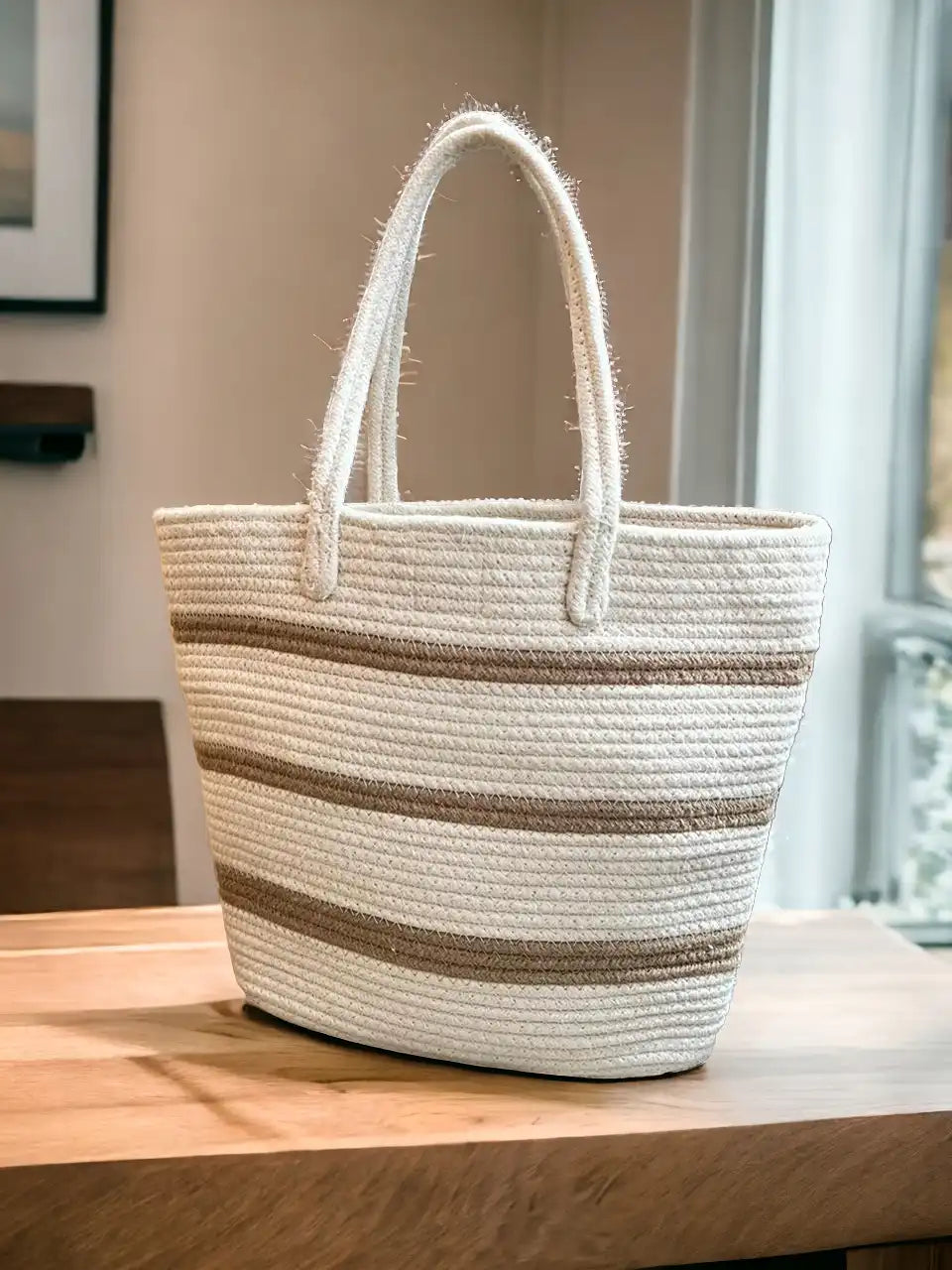 Cream_ &_ Brown _lines _Tote _bag_001