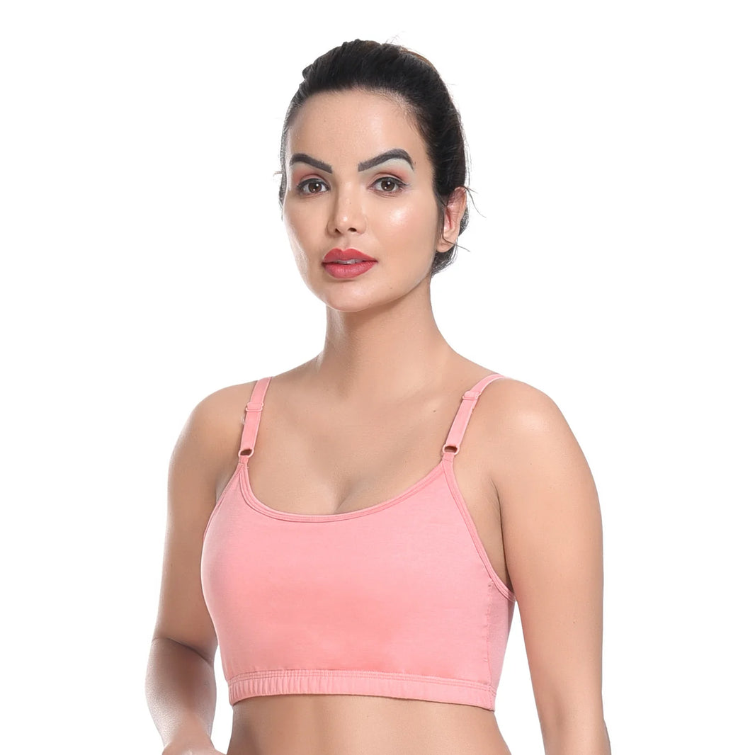 Bamboo Fabric Teenager Bra Non-Padded Non-Wired | Pop-On Bra | Detachable And Adjustable Straps | High Coverage Bra For Teenager | Pack of 2