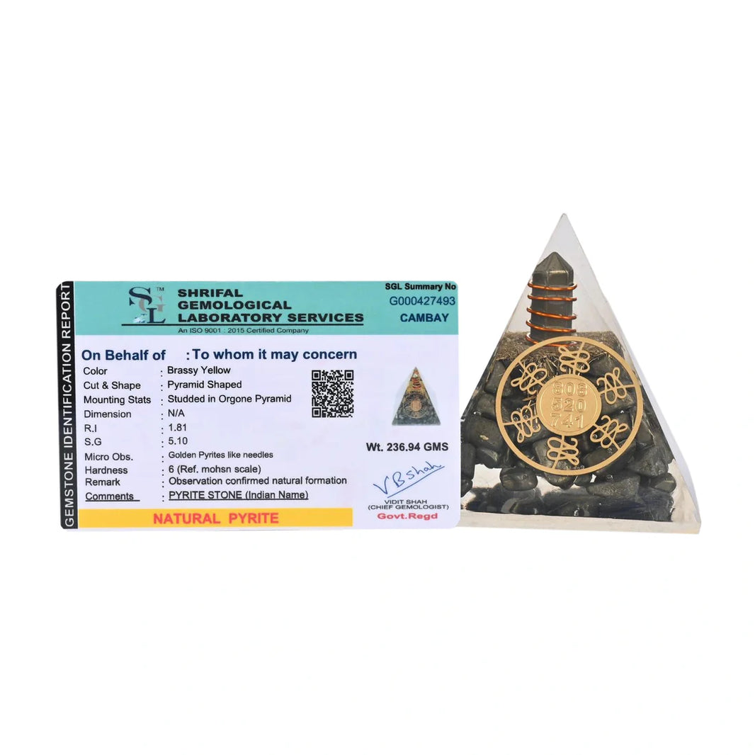 Golden Pyrite Pyramid – Manifest Wealth, Confidence & Protection