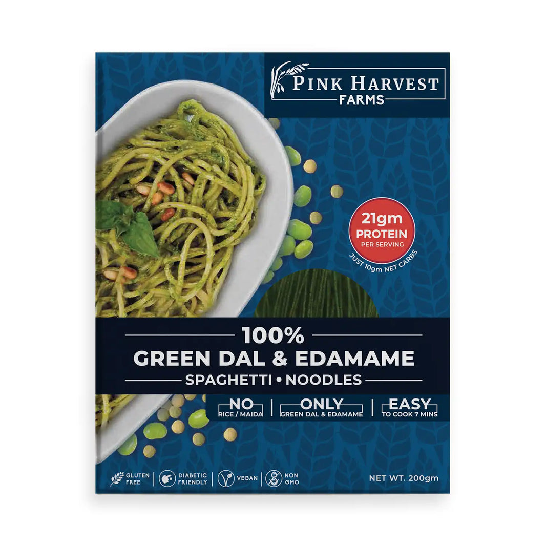 Green Dal & Edamame Spaghetti Noodles by Pink Harvest