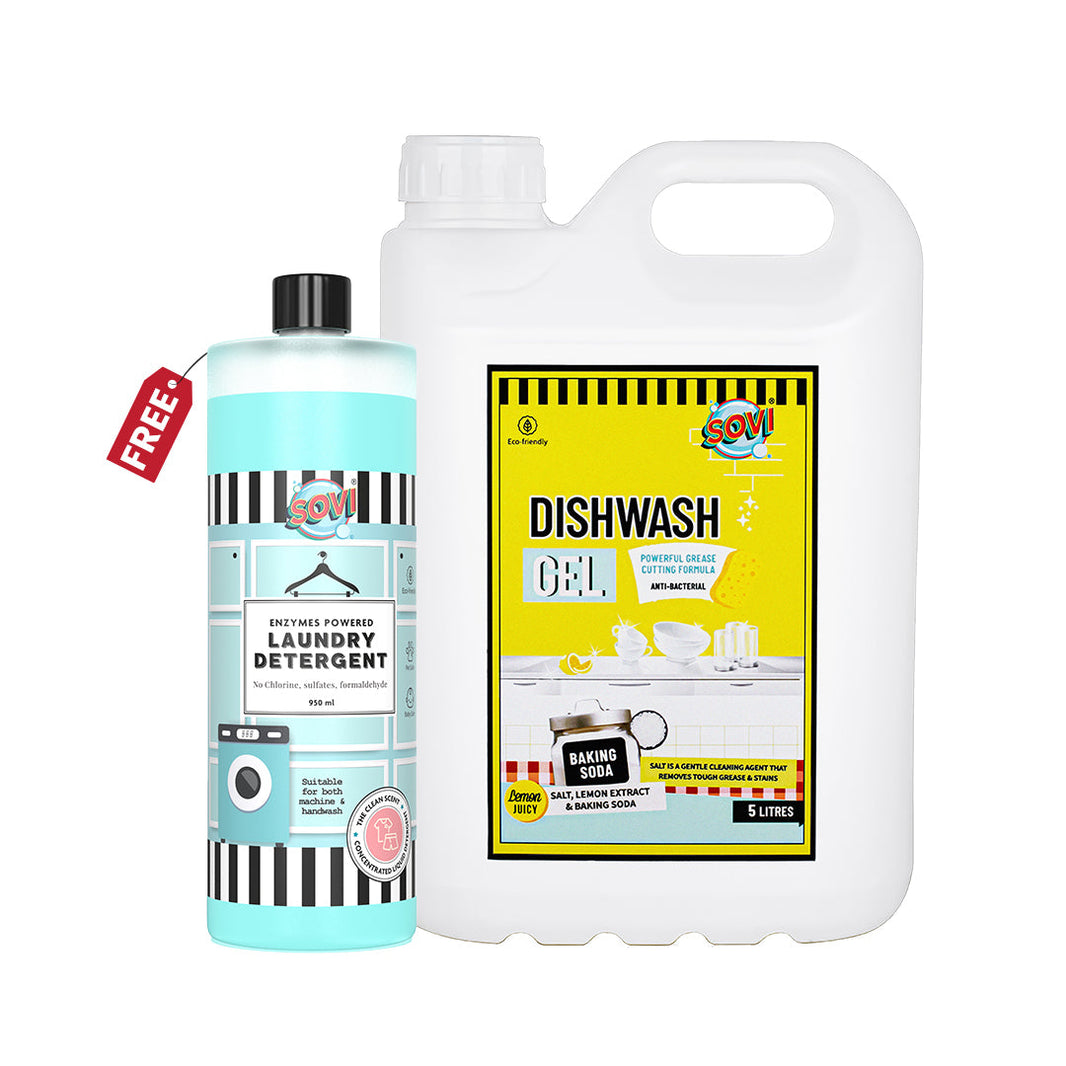 BUY SOVI® Dishwash Liquid Gel 5 Liters | GET SOVI® Laundry Liquid Detergent 950 ml (₹449) Free