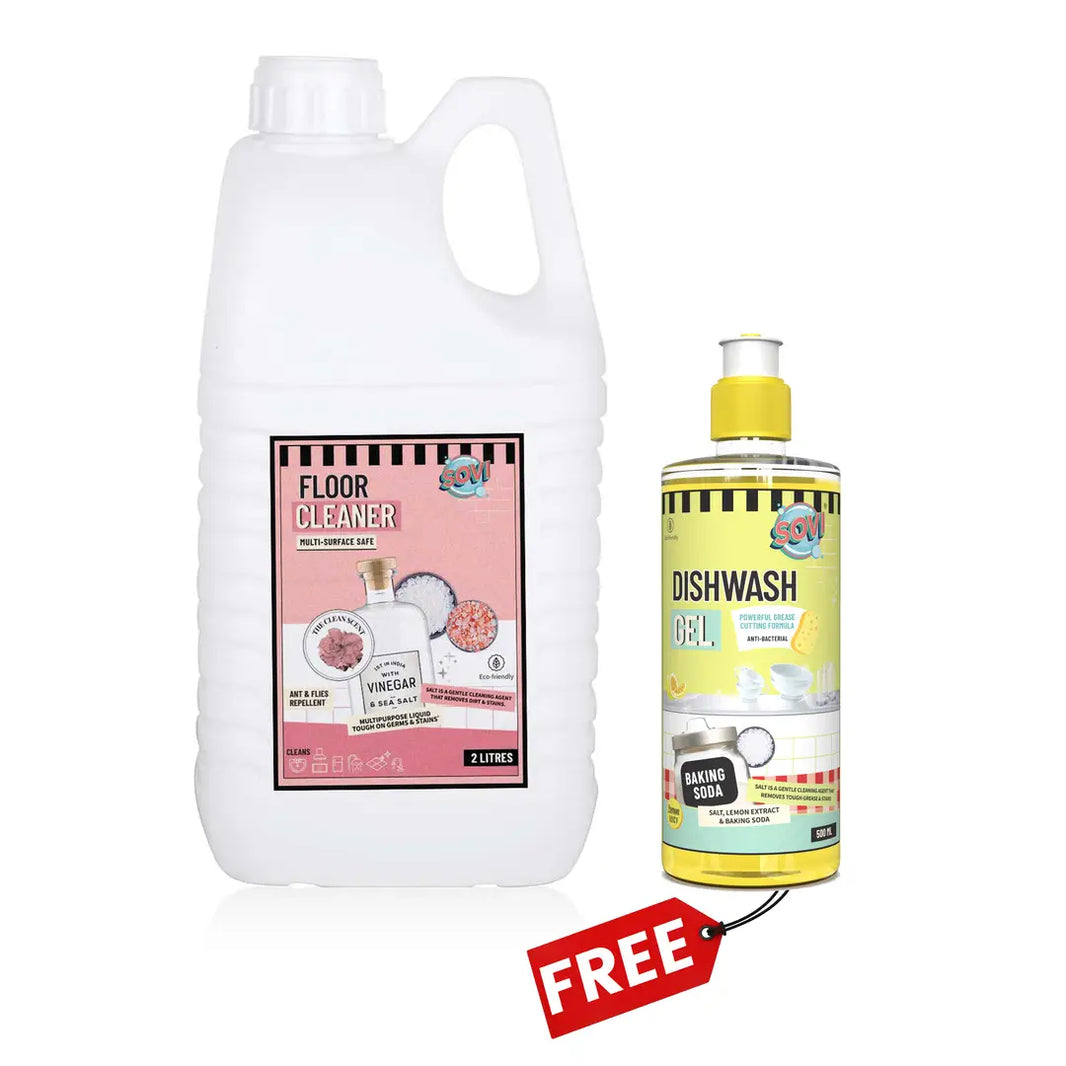 SOVI® FLOOR CLEANER 2 LITERS  SOVI® DISHWASH LIQUID GEL 500 ML (₹135) FREE