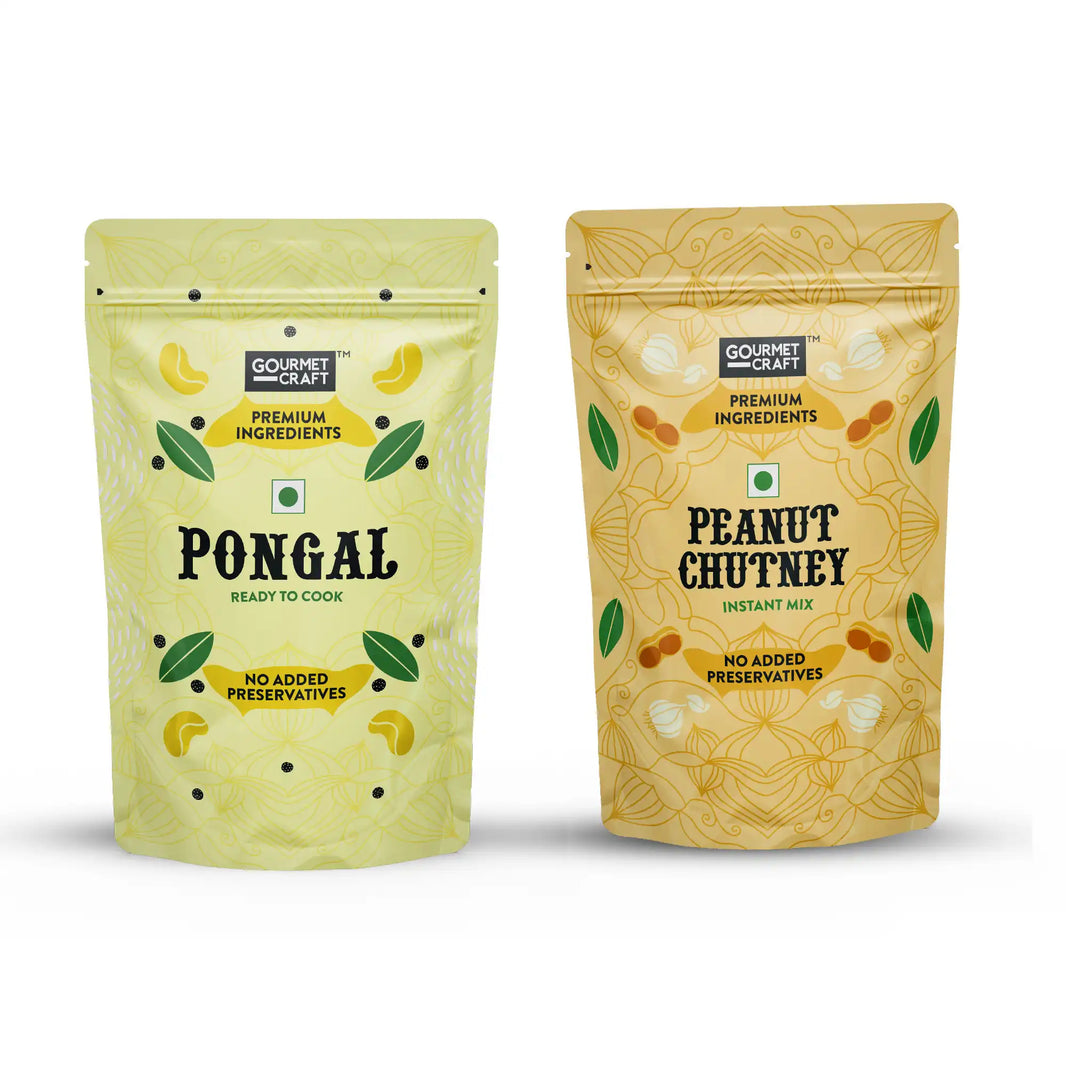 Rice Pongal Mix 250g & Peanut Chutney Mix 150g | Easy to Cook Instant Food (Combo Pack) by Gourmet Craft