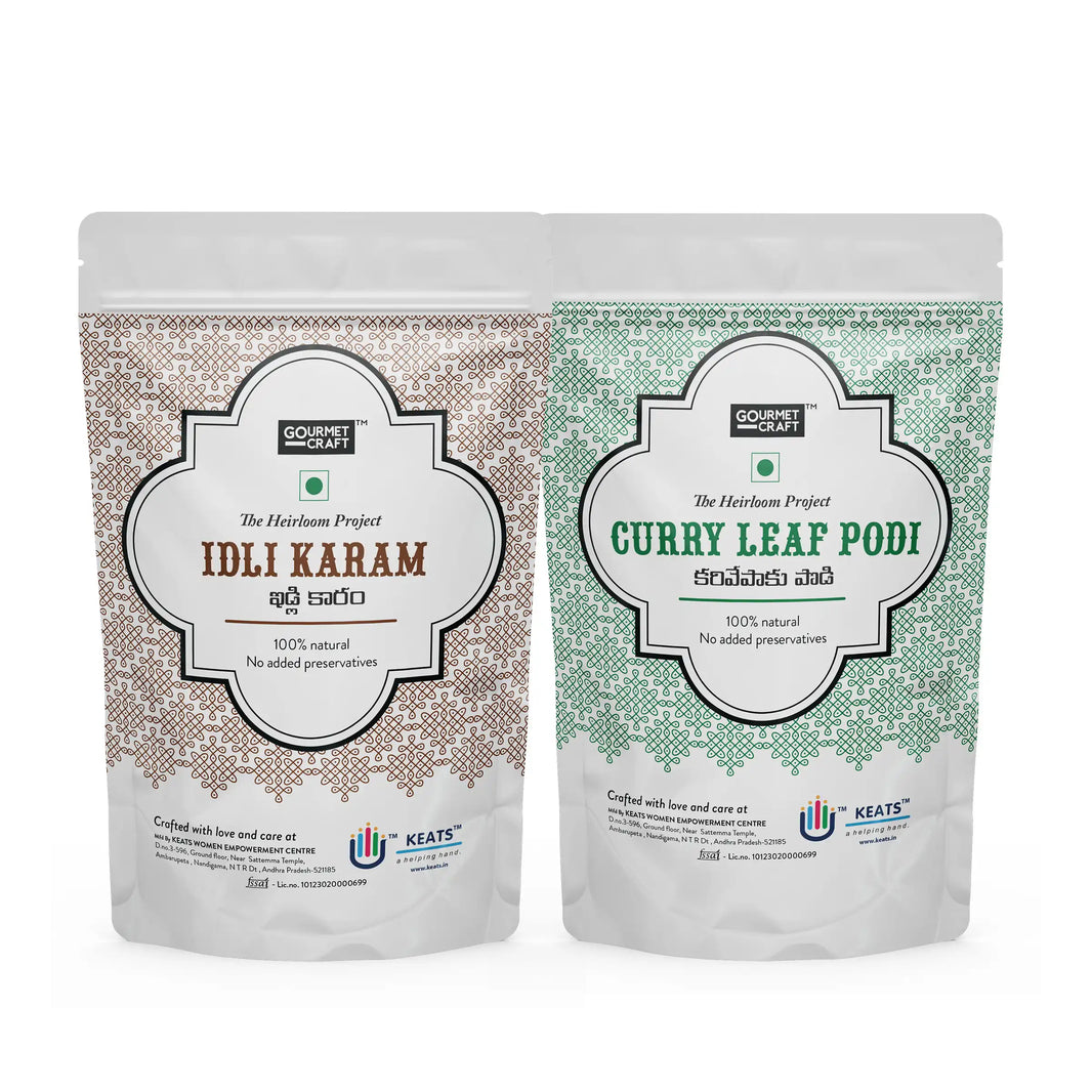 Curry Leaf Podi 150g & Idli Podi 150g Combo by Gourmet Craft