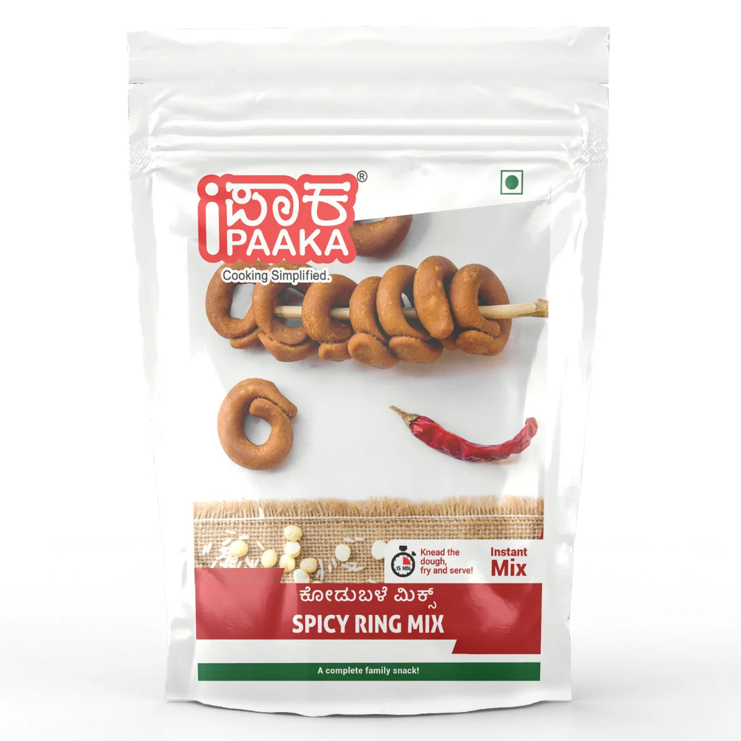 Spicy Rings Mix by iPaaka, 200g, Instant Snack Mix, Ready in 15 mins, Healthy, Preservative Free, Authentic South Indian, Just Like Home Made