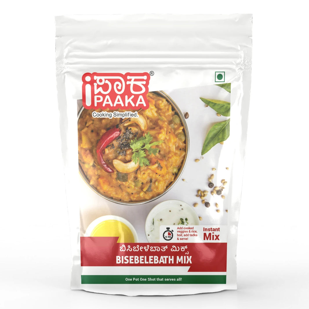 Bisisbelebath Mix by iPaaka, 200g, Instant Mix, One Pot Dish, Wholesome and Healthy, Made with Whole Spices & Dal, Just Like Home Made