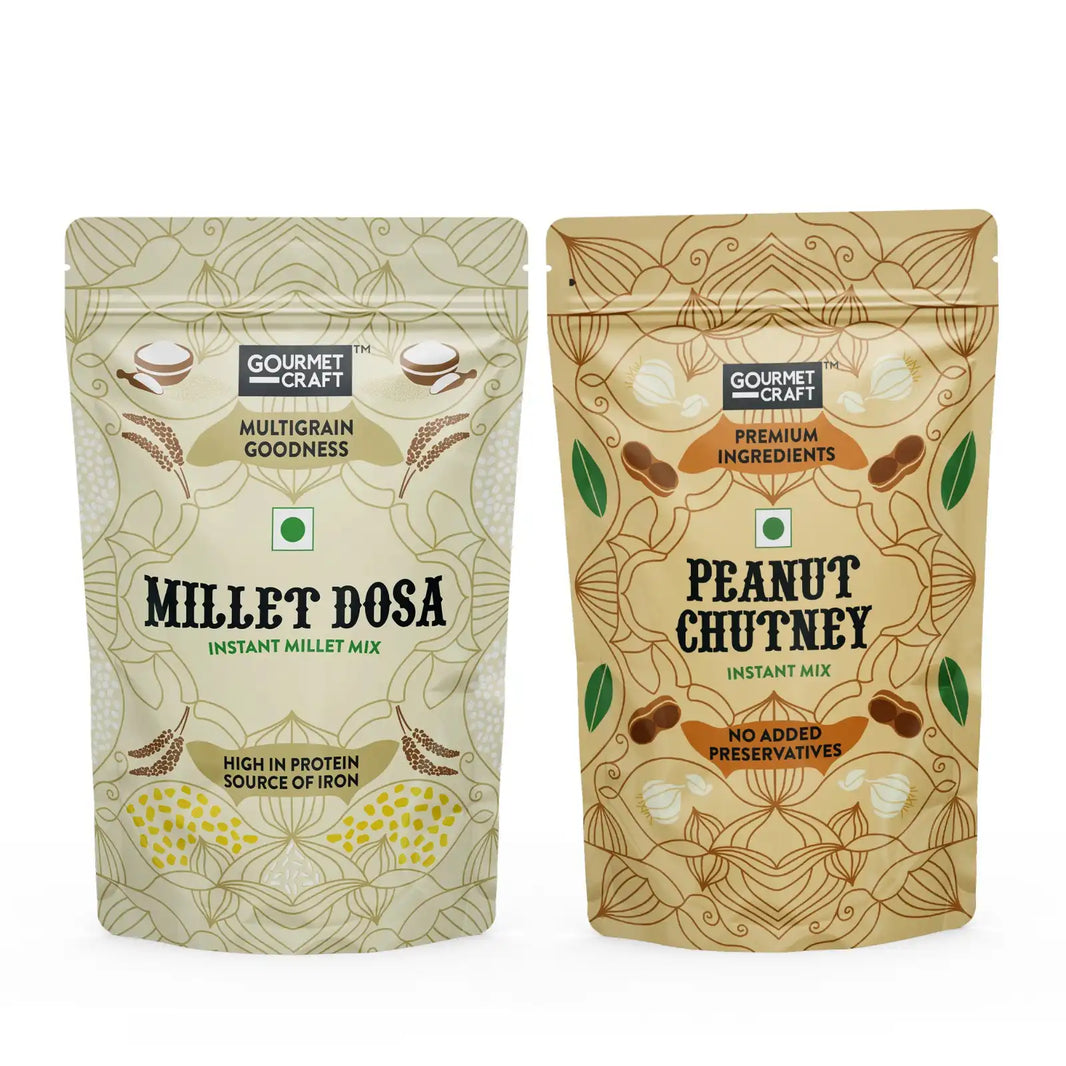 Millet Dosa Mix 250g & Peanut Chutney Mix 150g Combo by Gourmet Craft