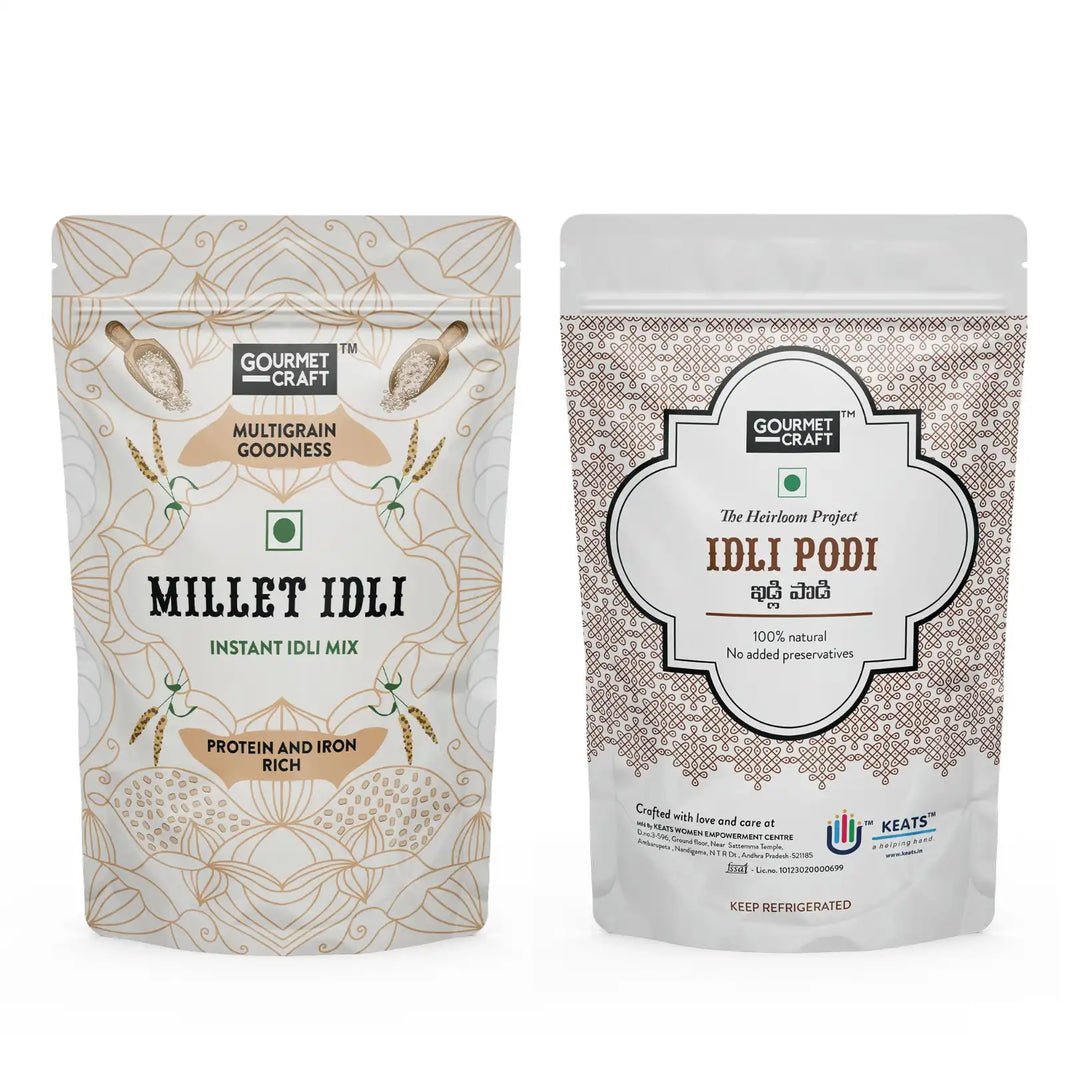 Millet Idli Mix 250g & Idli Podi 150g Combo by Gourmet Craft