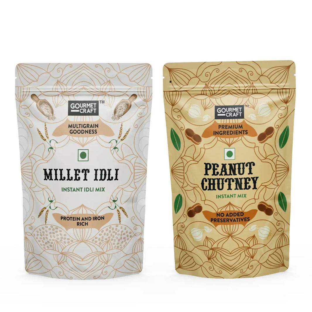 Millet Idli Mix 250g & Peanut Chutney Mix 150g Combo by Gourmet Craft