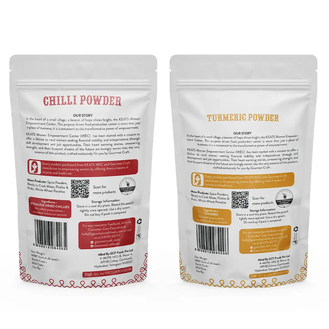 Chilli Powder 200g & Turmeric Powder 100g Combo by Gourmet Craft