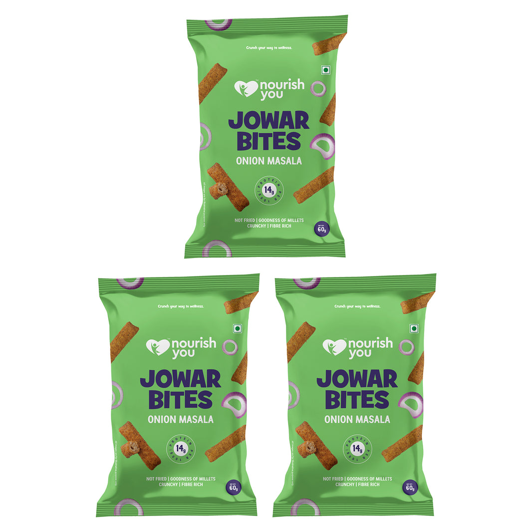 Nourish You Jowar Bites, Onion Masala 60g - Healthy Baked Snacks - Gluten free.