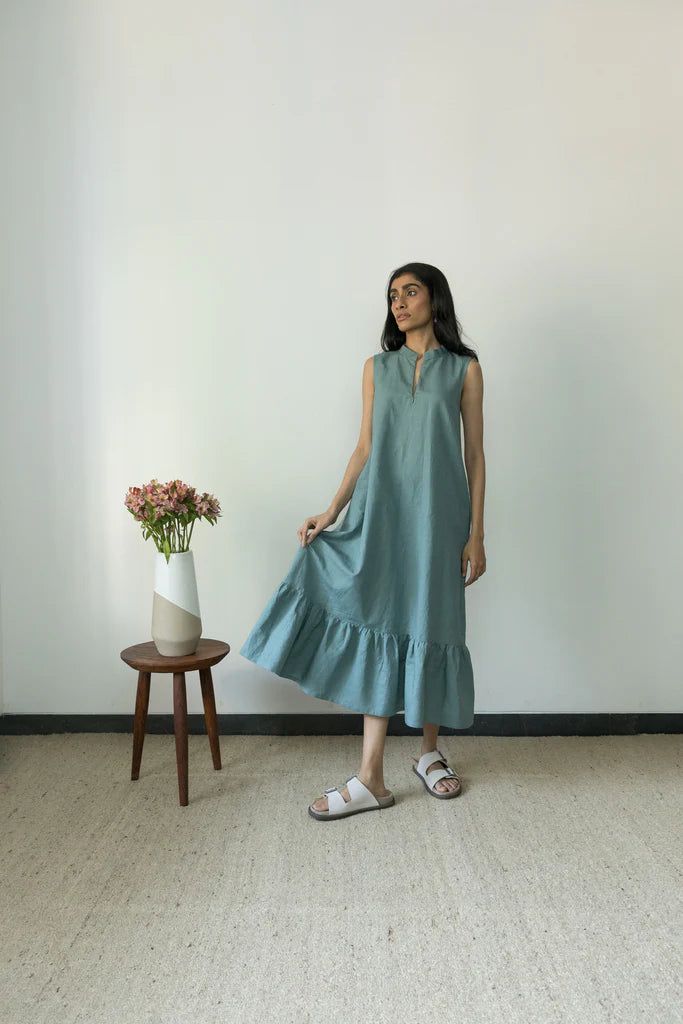 LAID-BACK GATHERED DRESS | Anushe Pirani | Best Vegan Apparel for Women - earthbased.in | 01