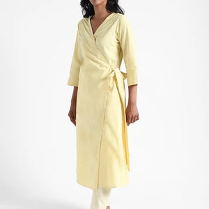Organic Cotton & Natural Dyed_Apparel-Earthbased.in_Organic Cotton & Natural Dyed Womens Lemon Yellow Color Slim Fit Pants_02