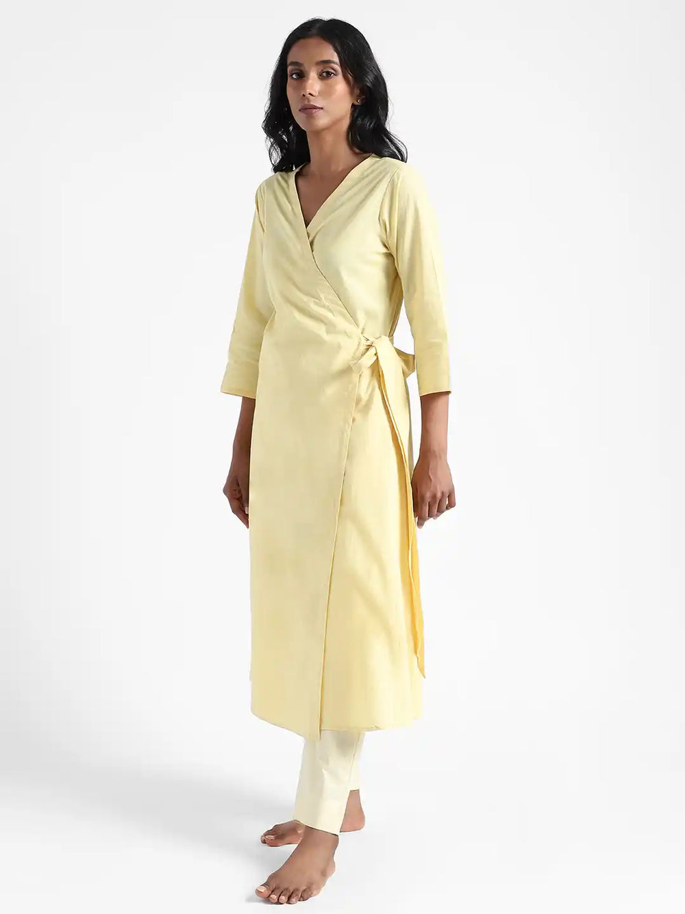 Organic Cotton & Natural Dyed_Apparel-Earthbased.in_Organic Cotton & Natural Dyed Womens Lemon Yellow Color Slim Fit Pants_02