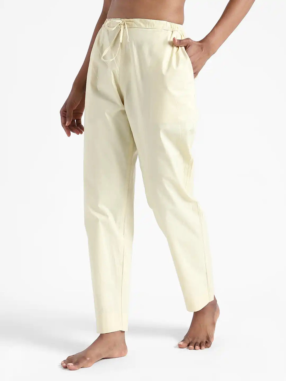 Organic Cotton & Natural Dyed_Apparel-Earthbased.in_Organic Cotton & Natural Dyed Womens Lemon Yellow Color Slim Fit Pants_03