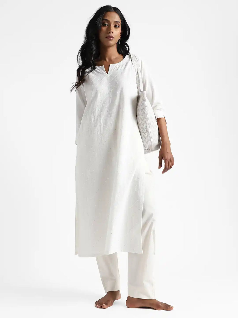 Organic_Cotton & Natural Dyed  Apparel-Earthbased.in_Womens Raw White Color Slim Fit Pants_02