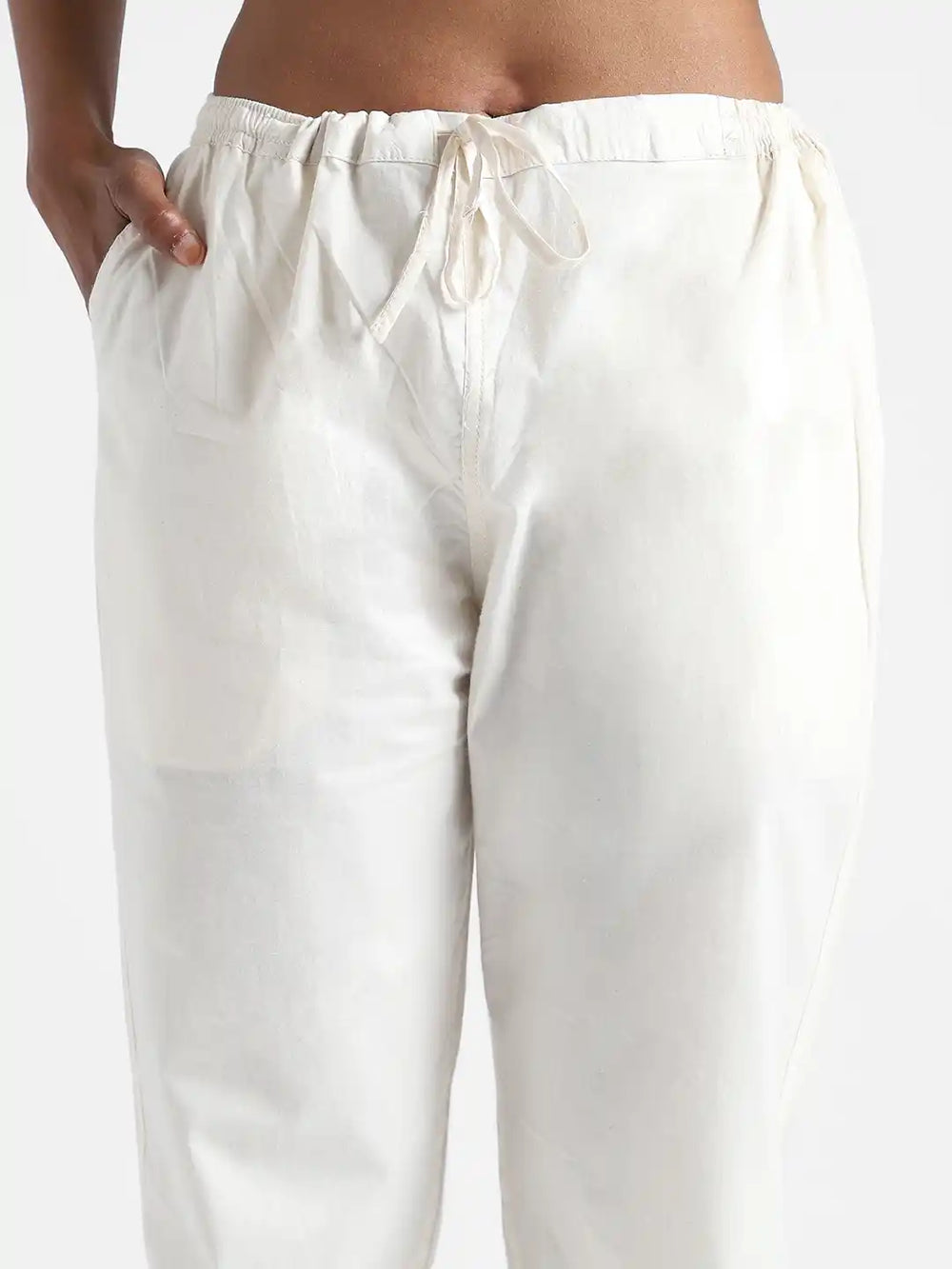 Organic_Cotton & Natural Dyed  Apparel-Earthbased.in_Womens Raw White Color Slim Fit Pants_07