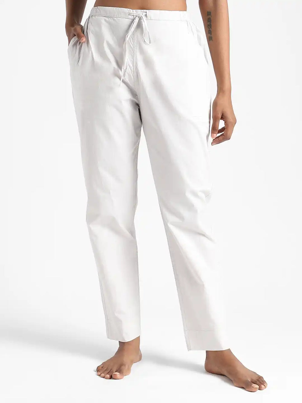 Organic Cotton & Natural Dyed Apparel-Earthbased.in_ Womens Ash Grey Color Slim Fit Pants_01