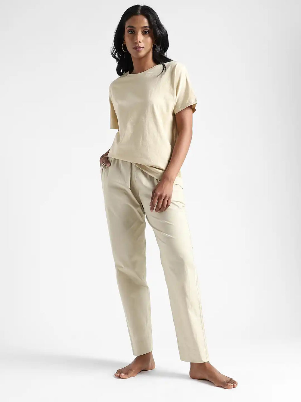 Organic Cotton & Natural Dyed Apparel-Earthbased.in_ Womens Henna Green Color Slim Fit Pants_02