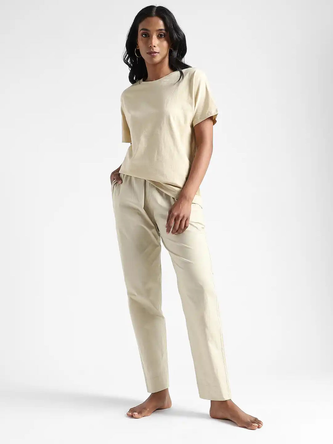 Organic Cotton & Natural Dyed Apparel-Earthbased.in_ Womens Henna Green Color Slim Fit Pants_02