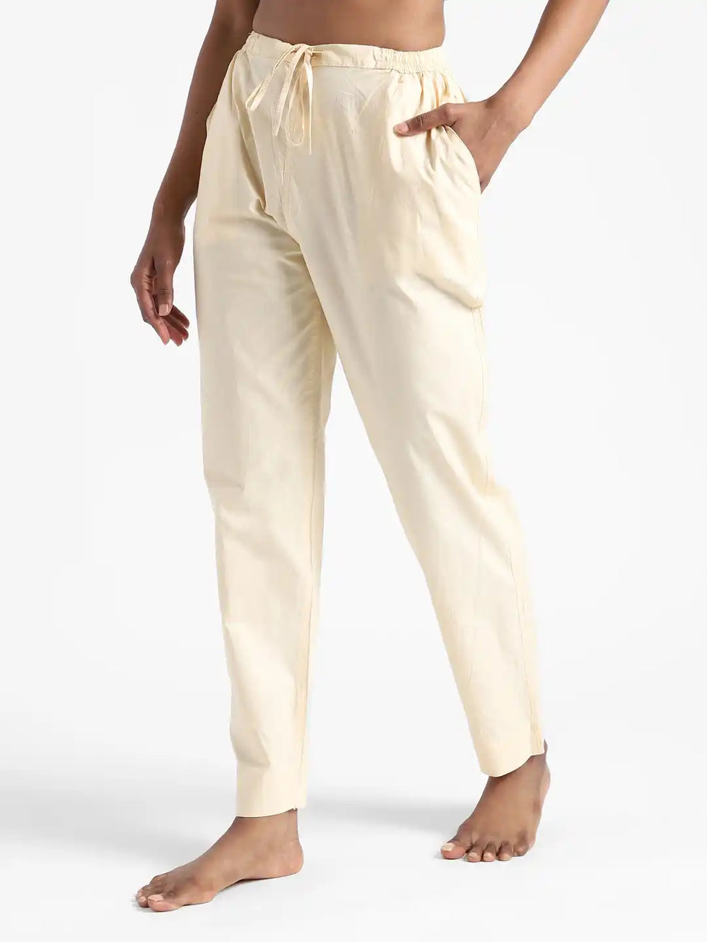 Organic Cotton & Natural Dyed Apparel-Earthbased.in_ Womens Rust Cream Color Slim Fit Pants_01