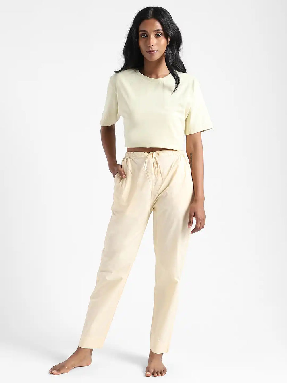 Organic Cotton & Natural Dyed Apparel-Earthbased.in_ Womens Rust Cream Color Slim Fit Pants_02