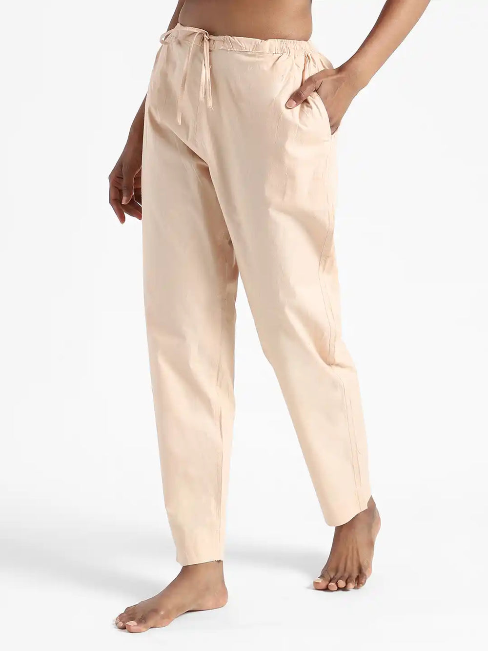 Organic Cotton & Natural Dyed Apparel-Earthbased.in_ Womens Sandal Wood Color Slim Fit Pants_01