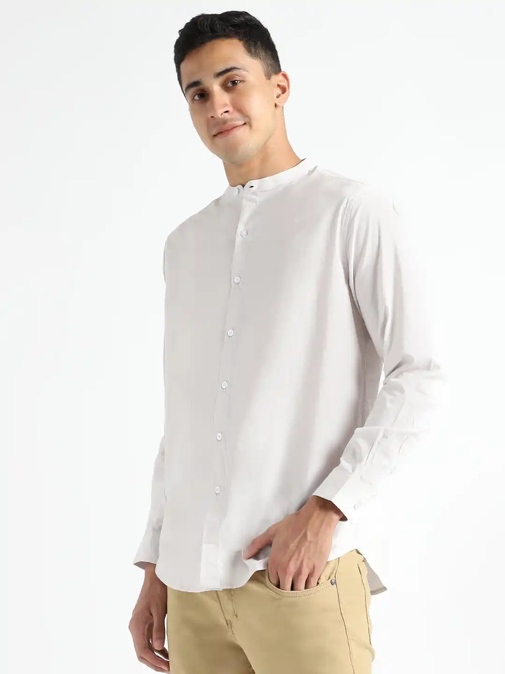 Organic Cotton & Naturally Dyed Apparel-Earthbased.in_Organic Cotton & Naturally Dyed Mens Round Neck Ash Grey Shirt_01