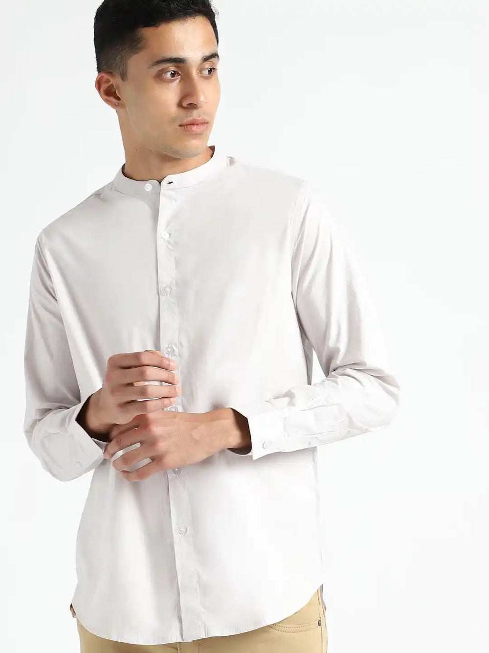 Organic Cotton & Naturally Dyed Apparel-Earthbased.in_Organic Cotton & Naturally Dyed Mens Round Neck Ash Grey Shirt_03