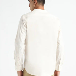 Organic Cotton & Naturally Dyed Apparel-Earthbased.in_ Mens Round Neck Light Cream Shirt _02
