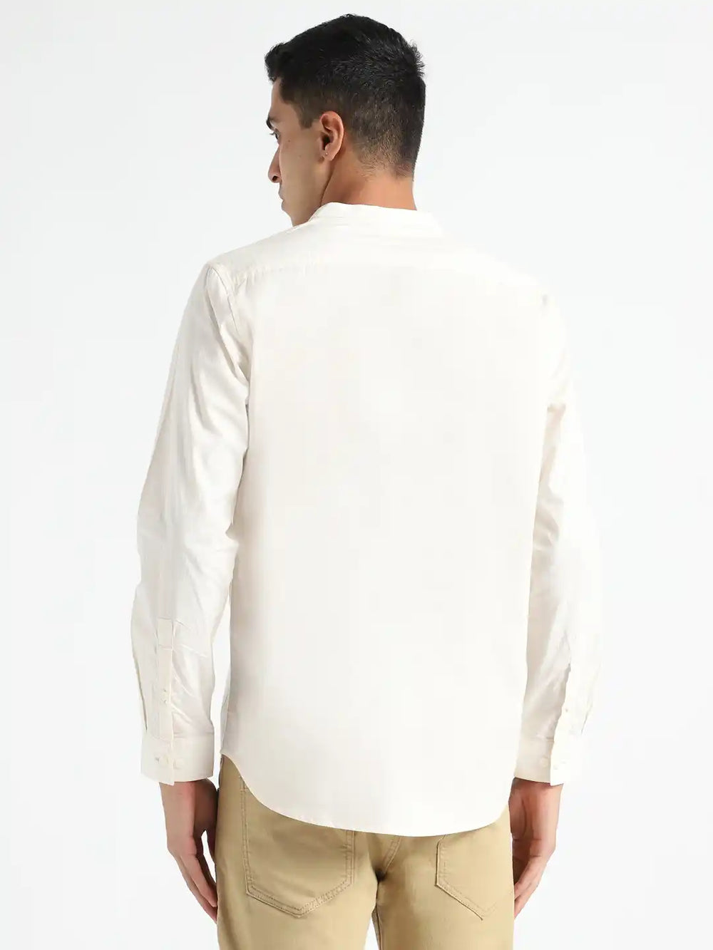 Organic Cotton & Naturally Dyed Apparel-Earthbased.in_ Mens Round Neck Light Cream Shirt _02