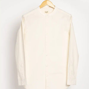 Organic Cotton & Naturally Dyed Apparel-Earthbased.in_ Mens Round Neck Light Cream Shirt _04