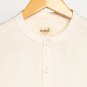 Organic Cotton & Naturally Dyed Apparel-Earthbased.in_ Mens Round Neck Light Cream Shirt _05