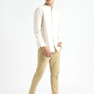 Organic Cotton & Naturally Dyed Apparel-Earthbased.in_ Mens Round Neck Light Cream Shirt _08